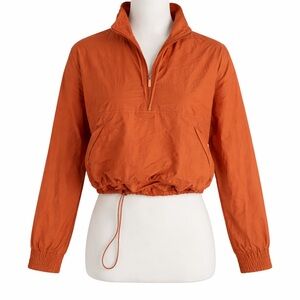FLX Women's Burnt Orange Pullover Windbreaker Jacket Quarter Zip Size Small